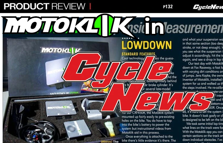 MOTOKLIK in Cycle News Test Review